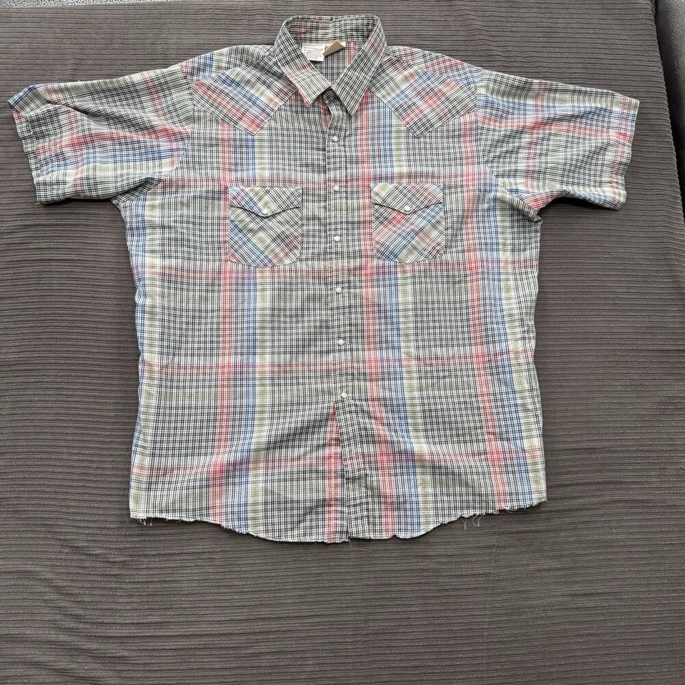 Vintage Western Frontier Shirt Men 2XL Polyester Cowboy Short Sleeve‎ Rodeo.